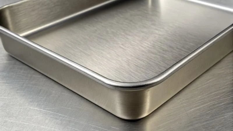 Aluminized Steel Baking Pan Material A close-up of the texture of an aluminized steel baking pan