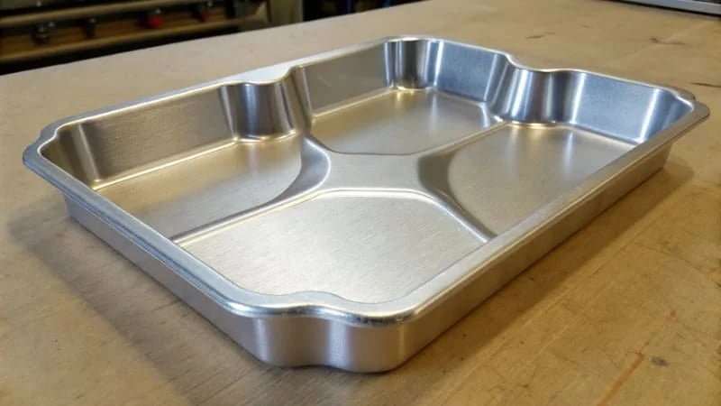 Custom Aluminum Baking Tray alt text of a custom-shaped aluminum baking tray