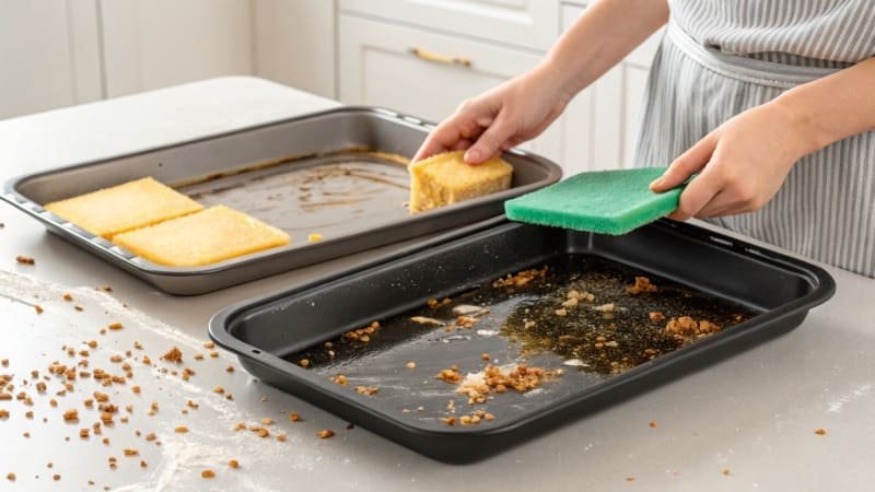 Cleaning Non-Stick Baking Trays gentle cleaning of non-stick baking trays