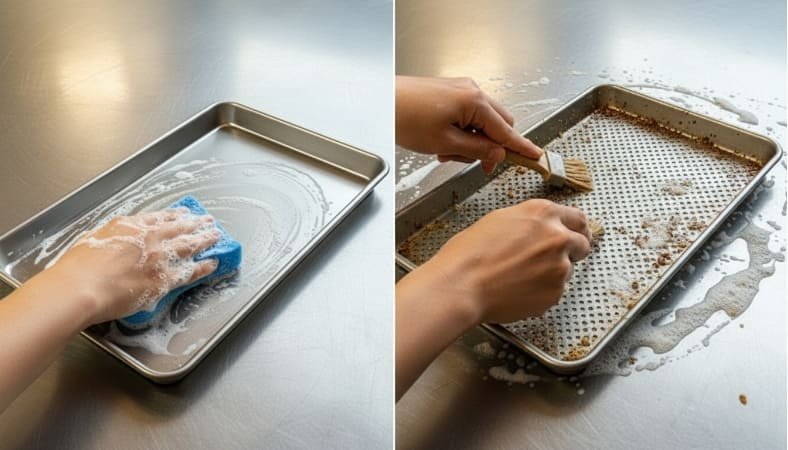 Baking pan cleaning and maintenance Cleaning comparison between pan types
