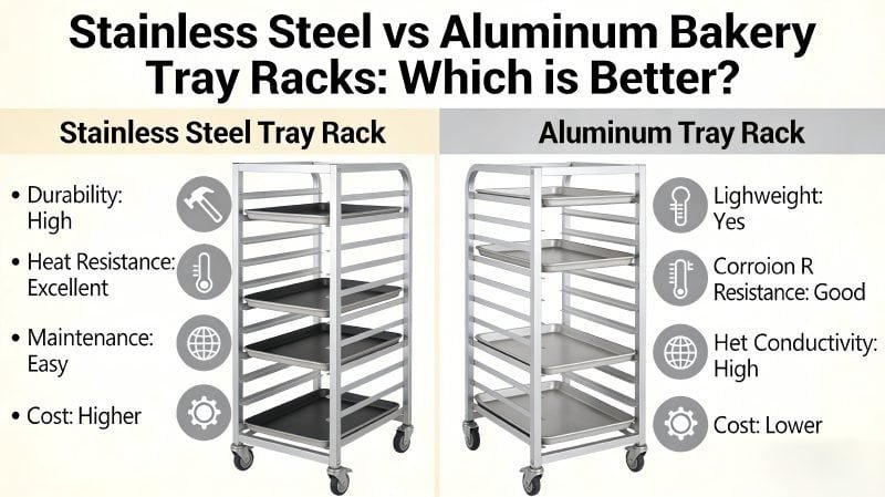 Stainless steel vs aluminum bakery tray rack – which is better?