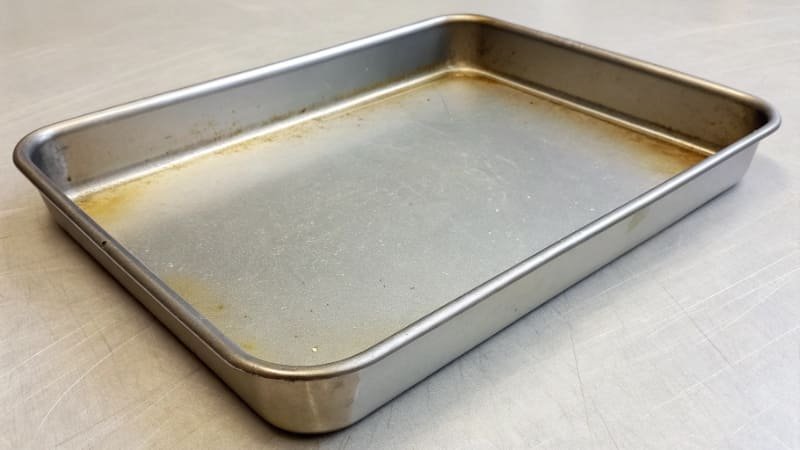Testing Non-Stick Coating Durability a non-stick baking pan after multiple uses