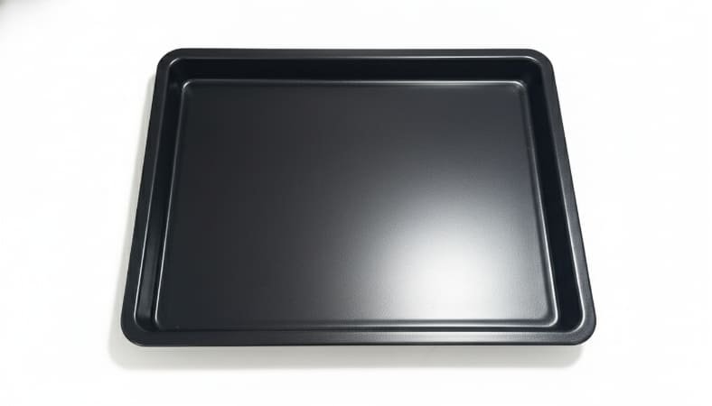 Durable Metal Baking Pans for Commercial Kitchens A stack of professional metal baking pans