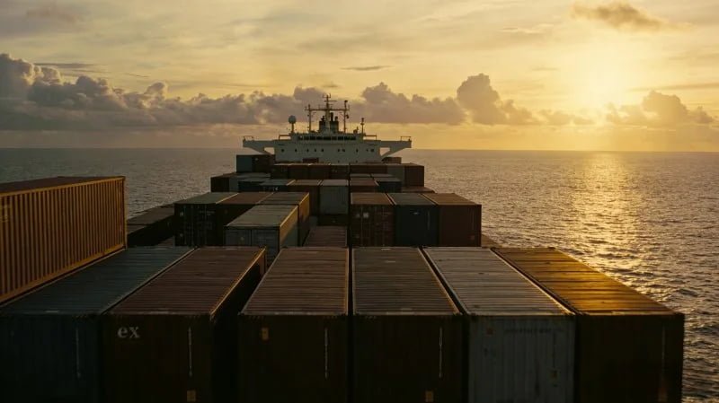 cargo ship with containers on the ocean