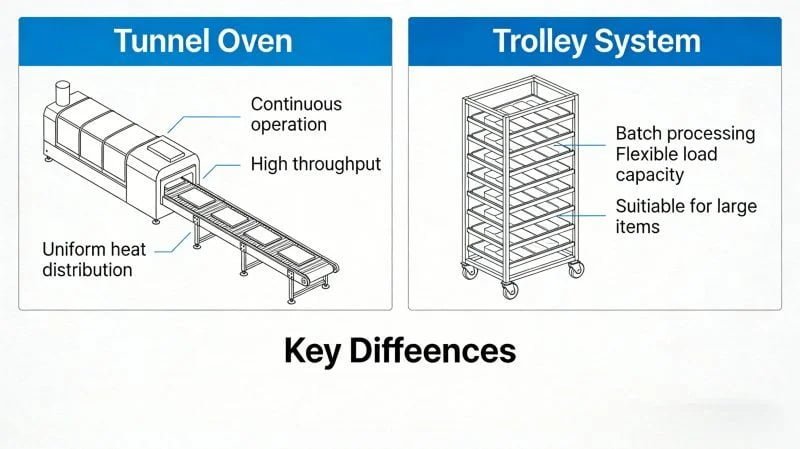 tunnel oven vs trolley system